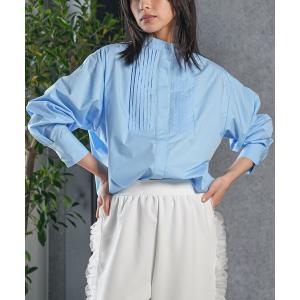 ブラウス シャツ ノーカラータキシードシャツ レディース