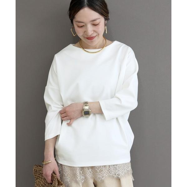 tシャツ 7分袖ポンチボートネックコクーンプルオーバー レディース