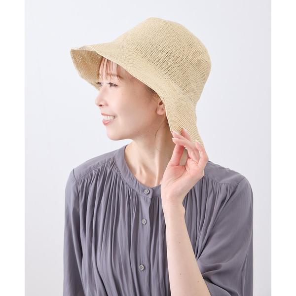 帽子 ハット 細編みプレート付きハット レディース