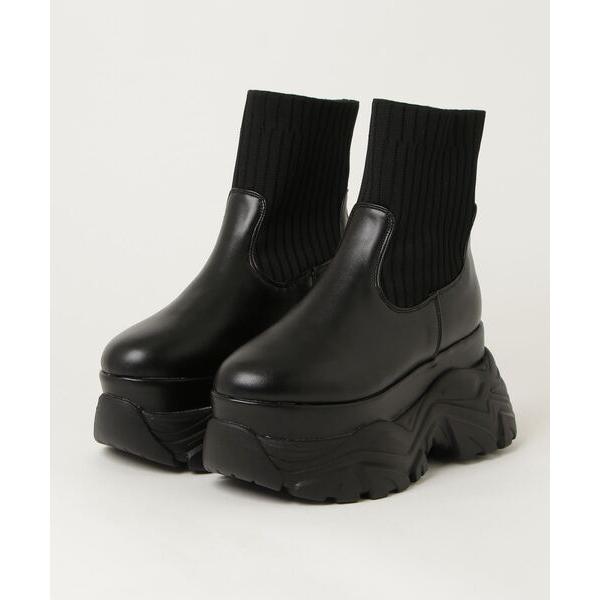 ブーツ +9.5cm 軽量厚底 ソックススニーカーブーツ レディース