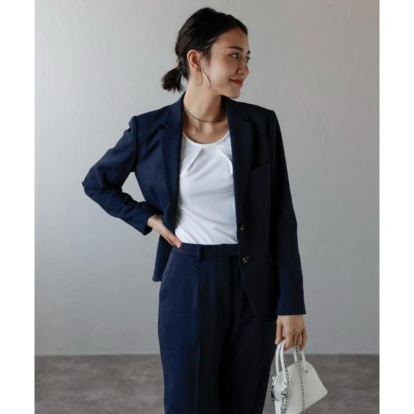 スーツ 多サイズ対応 シック杢調テーラードジャケット セットアップ可 レディース