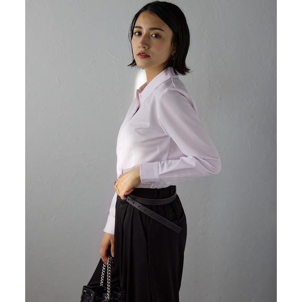 フォーマル ブラウス シャツ ストレッチ長袖レギュラーカラーシャツ レディース