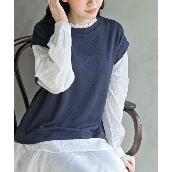 ニットソーベストレイヤード風プルオーバー レディース