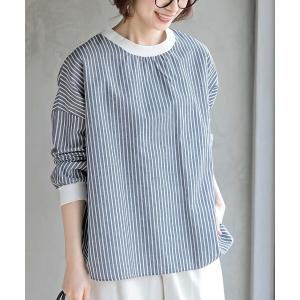 ブラウス シャツ リブ使いブラウス レディース