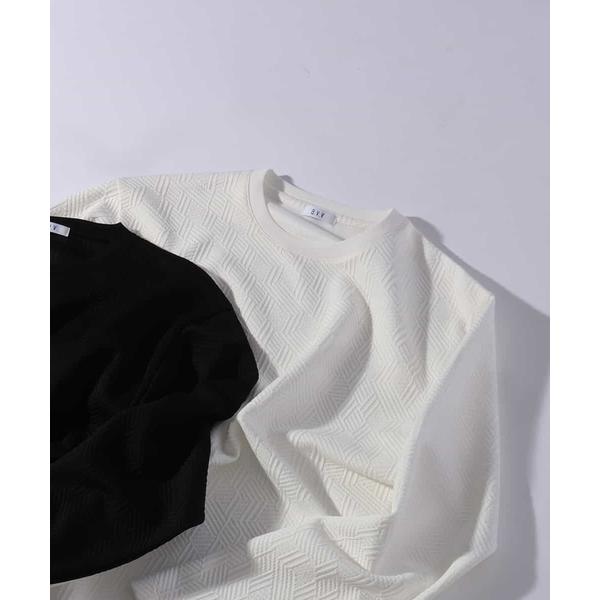 tシャツ 「洗濯機で洗える」幾何柄ジャカードクルーネックプルオーバー(ジャケイン可） メンズ