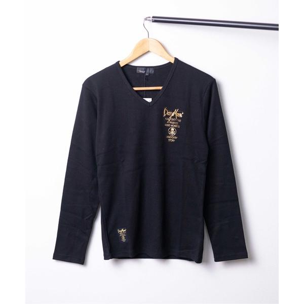tシャツ 「Day Moon」バックプリントVネックL/S-T メンズ レディース