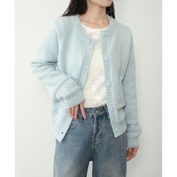 カーディガン 「on:nue」パンチングニットカーディガン レディース