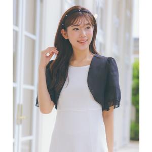 カーディガン ボレロ 結婚式 ショート丈 半袖 シアー パフスリーブ カーディガン フォーマル 二次会 お呼ばれ パーティー レディース
