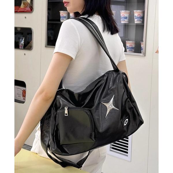 ショルダーバッグ バッグ Y2K メタルロゴ 2デザインハンドル ショルダーバッグ レディース