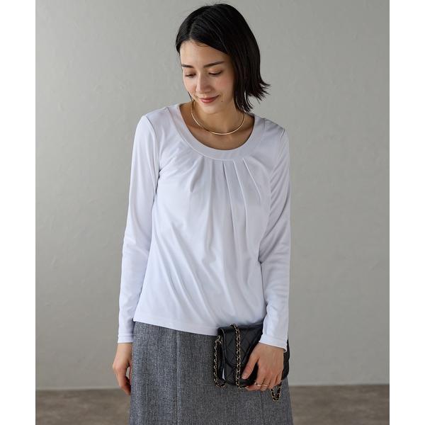 tシャツ タック切替え長袖カットソー レディース