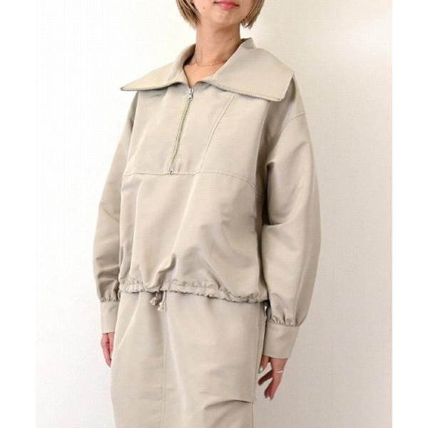 ブラウス シャツ ソフトグログランハーフジッププルオーバー レディース