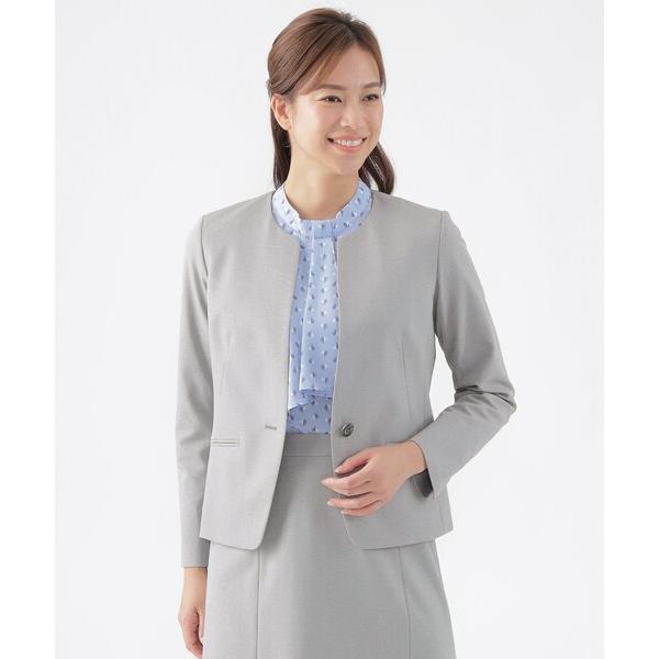 ジャケット ノーカラージャケット 「美シリーズ」「ウォッシャブル」「セットアップ対応」トリアセスビン...