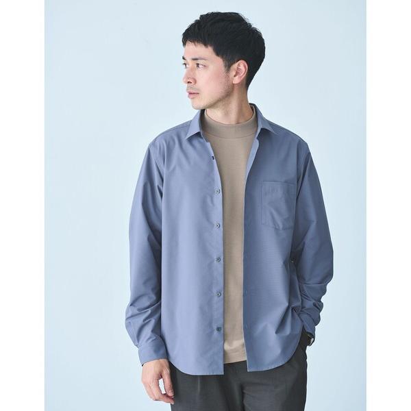 シャツ 「WEB限定」JUST fit ワイドカラー 長袖 シャツ -ストレッチ- メンズ