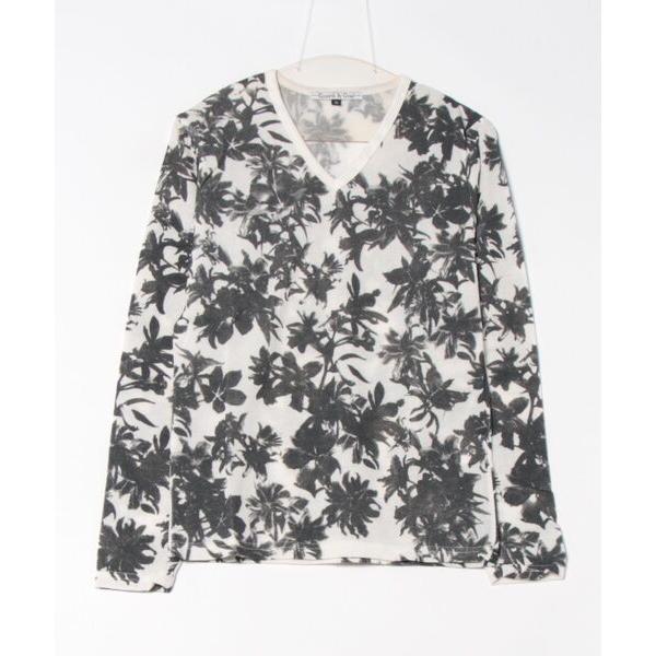 tシャツ 「W」「it」「Growth by Grail」ワントーンボタニカルデザイン　Vネックカッ...