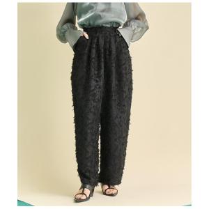 パンツ フリンジ ジャガード タック パンツ レディース