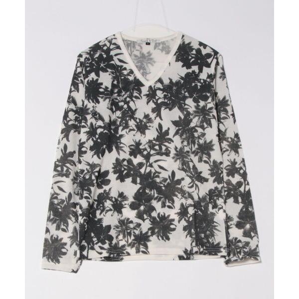 tシャツ /Growth by Grail/ワントーンボタニカルデザイン　Vネックカット メンズ レ...