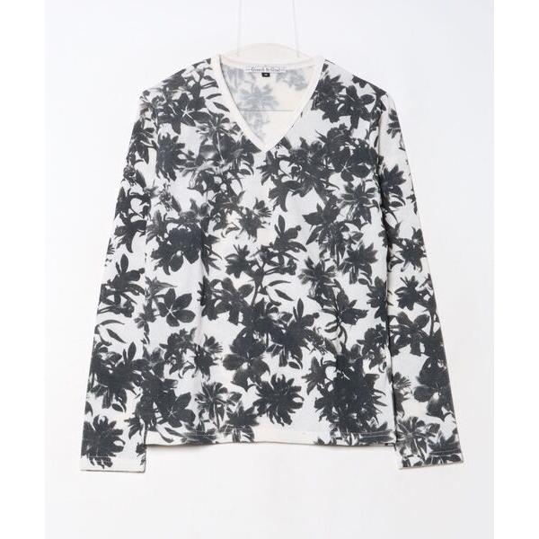 tシャツ 「Growth by Grail」ワントーンボタニカルデザイン　Vネックカット メンズ レ...