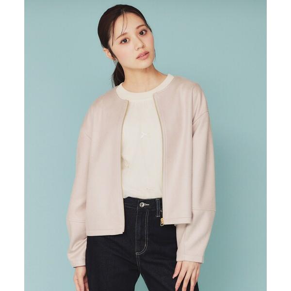 ブルゾン アウター スウェードノーカラーブルゾン「洗濯機洗い可/防シワ/ストレッチ」 レディース
