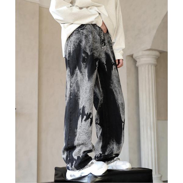 ジーンズ 「neos」ルーズシルエット ビンテージライク ケミカル ハードウォッシュ デニムパンツ ...