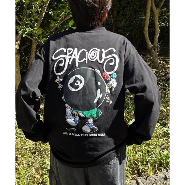 tシャツ ポップイラスト 発泡バックプリント クルーネックビッグシルエットロンT カットソー メンズ...