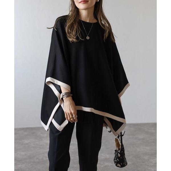 ポンチョ ライトダンボール配色ポンチョ レディース