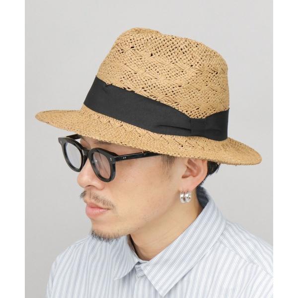 帽子 ハット フラットミドルブリム パーパー（麦わら風） 中折れハット メンズ