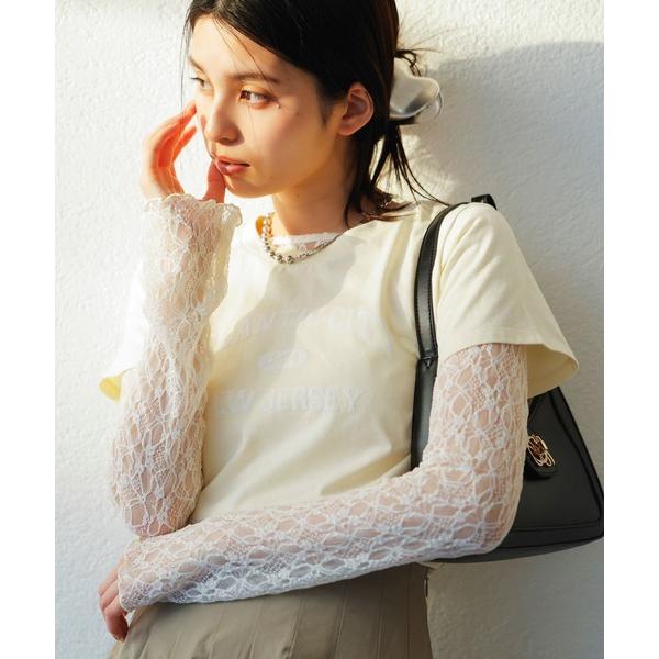 tシャツ コンパクトフロッキープリントロゴTシャツ レディース