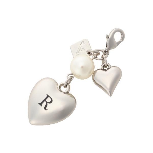 キーホルダー イニシャルハートファスナーチャーム R