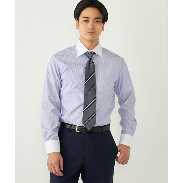 フォーマル シャツ SHIPS Colors:イージーケア クレリック ストライプ ワイドカラー シ...