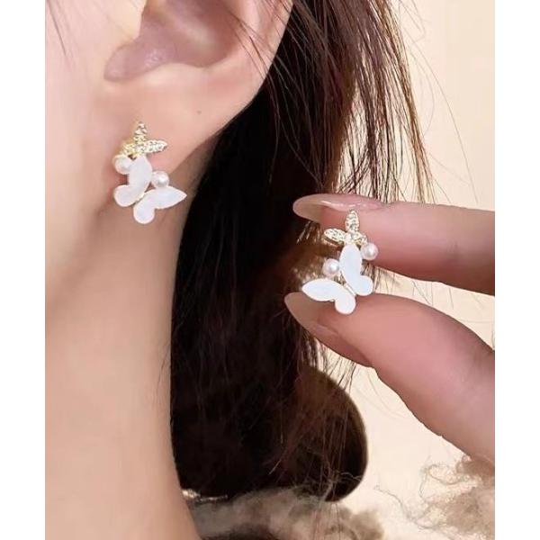 ピアス バタフライキャッチレスフープピアス レディース