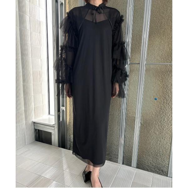 ワンピース BLACK TULLE PENCIL LINE DRESS