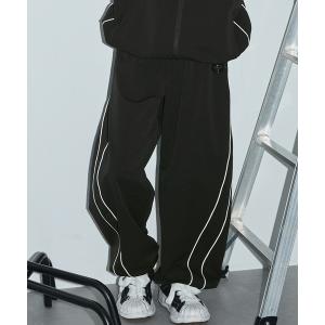 パンツ シリコンラバープリントサイドライン配色バレルトラックパンツ/セットアップ対応 メンズ レディース