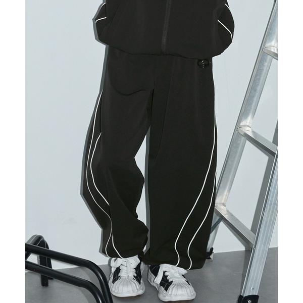 パンツ シリコンラバープリントサイドライン配色バレルトラックパンツ/セットアップ対応 メンズ レディ...