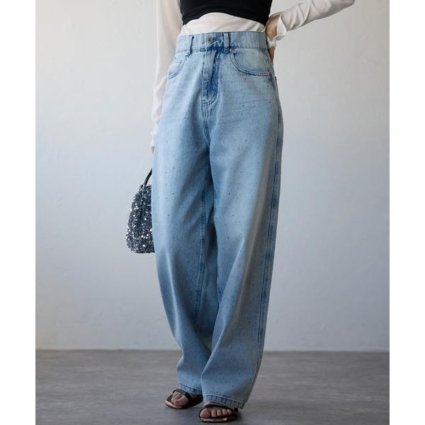 ジーンズ デニム デニムパンツ ラインストーン　デニムパンツ レディース