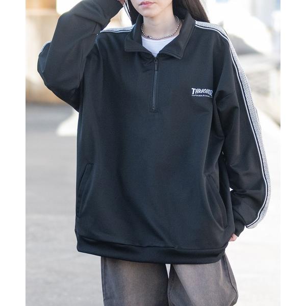 ジャージ 「3」「THRASHER/スラッシャー」トラックデザイン サイドライン ハーフジッププルオ...