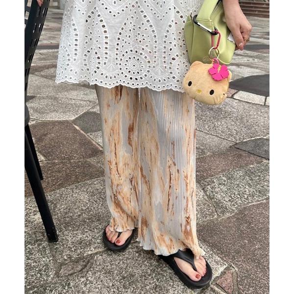 パンツ 柄プリーツパンツ レディース
