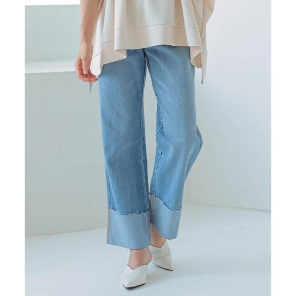 ワイドパンツ ジーンズ デニム デニムパンツ ロールアップデニムパンツ レディース