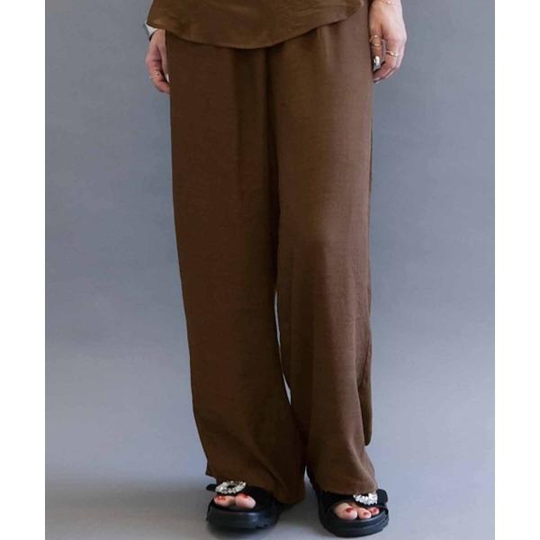 パンツ スラブ楊柳ストレートパンツ レディース