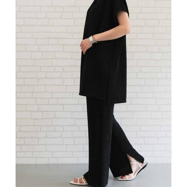 ワイドパンツ パンツ スリット入りワイドパンツ レディース
