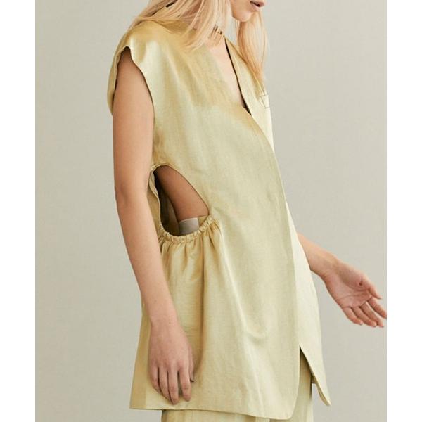 ベスト ジレ TRIACETATE LINEN JACKET GILET / トリアセテートリネンジ...