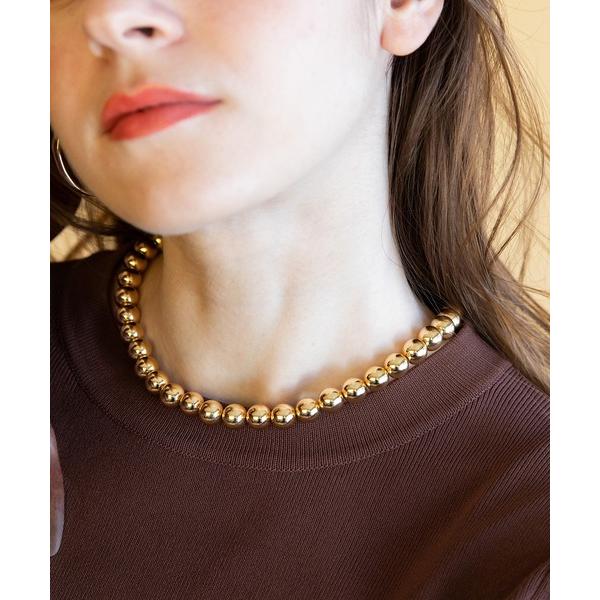 ネックレス 本金/SLV925の上品な輝きが大人の首元に軽くて疲れないメタルボールネックレス レディ...