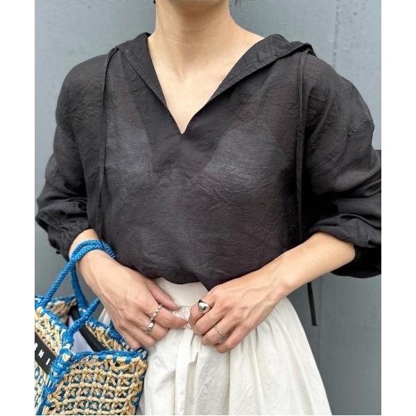 ブラウス シャツ シアーパーカー レディース