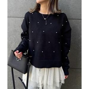 ニット セーター パールorビジューニットトップス レディース