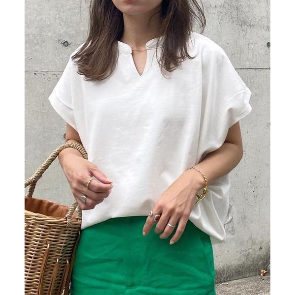 tシャツ キーネックカットソー レディース