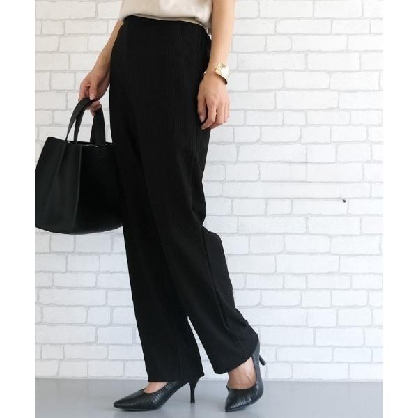 パンツ ウエストゴムリブストレートパンツ レディース