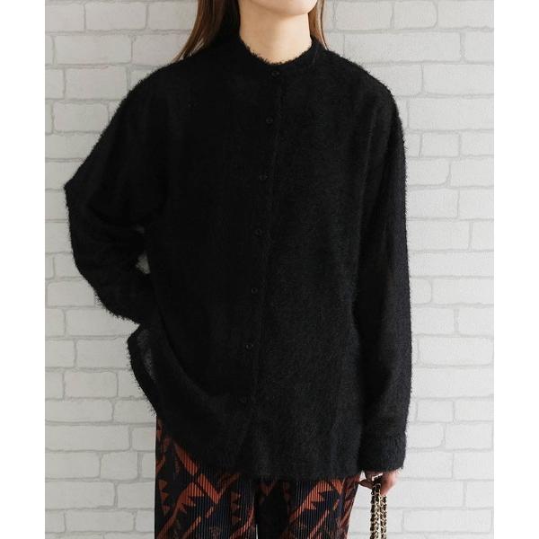 ブラウス シャツ フェザー生地スタンドカラーシャツ レディース