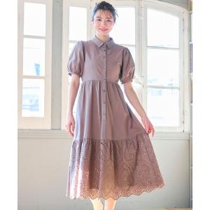 ワンピース 半袖 刺繍入りシャツ ワンピース