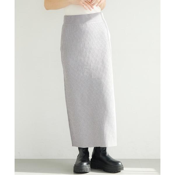 スカート メランジニットスリットスカート