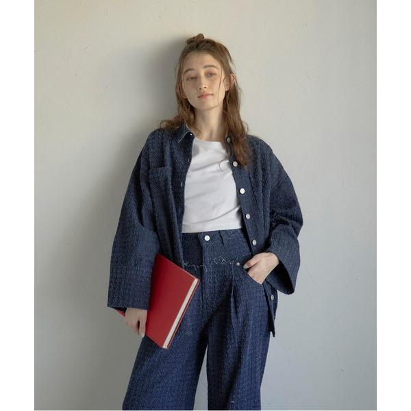 ブラウス シャツ 「MINERTE」crush denim big cuffs shirt / クラ...