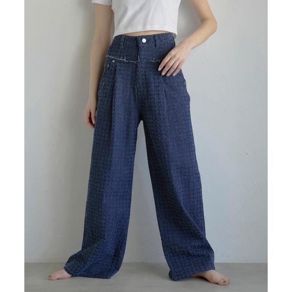 ジーンズ デニム デニムパンツ 「MINERTE」crush denim pants / 切替タック...